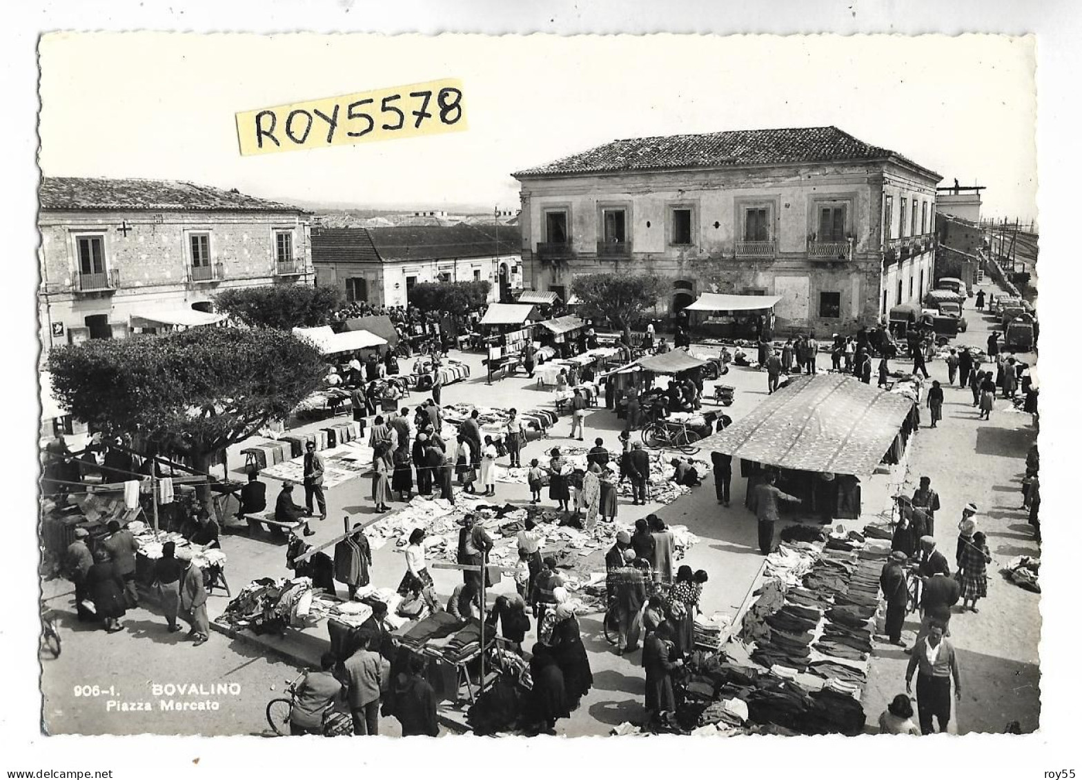 Calabria-reggio Calabria-bovalino Piazza Mercato Bella Animatissima Veduta Giorno Di Mercato Di Bovalino Anni 50 60 - Autres & Non Classés