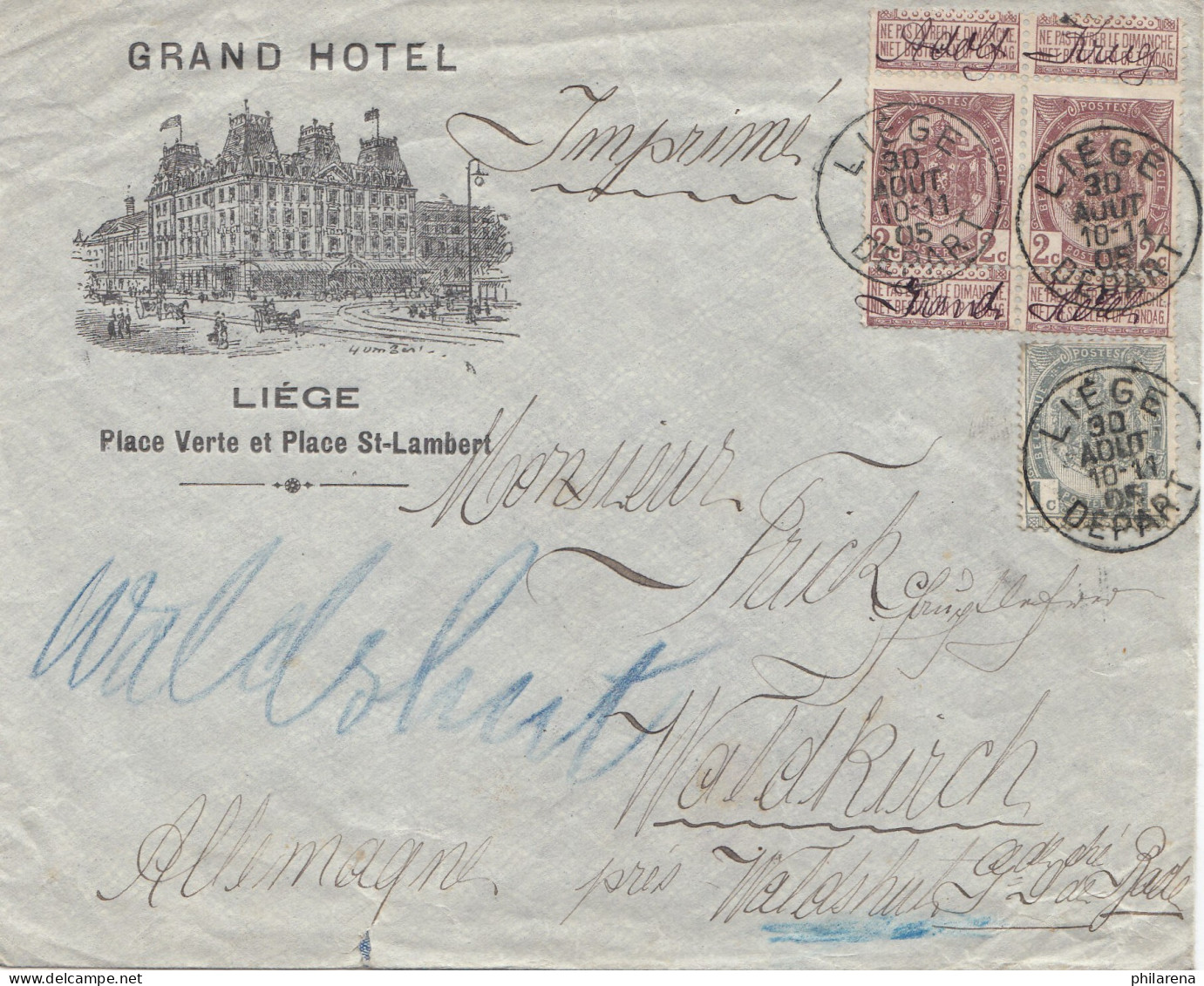 Belgien: 1905: Liege Nach Waldkirch/Germany - Other & Unclassified