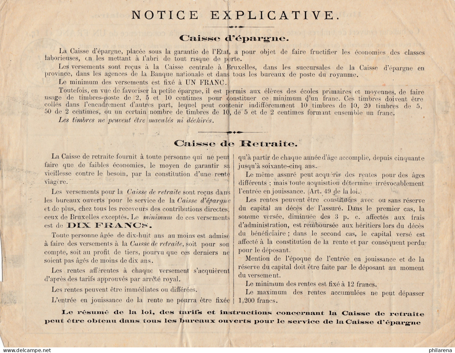 Belgien: 1891 Bulletin Destine Uniquement A L'epargne Scolaire - Autres & Non Classés
