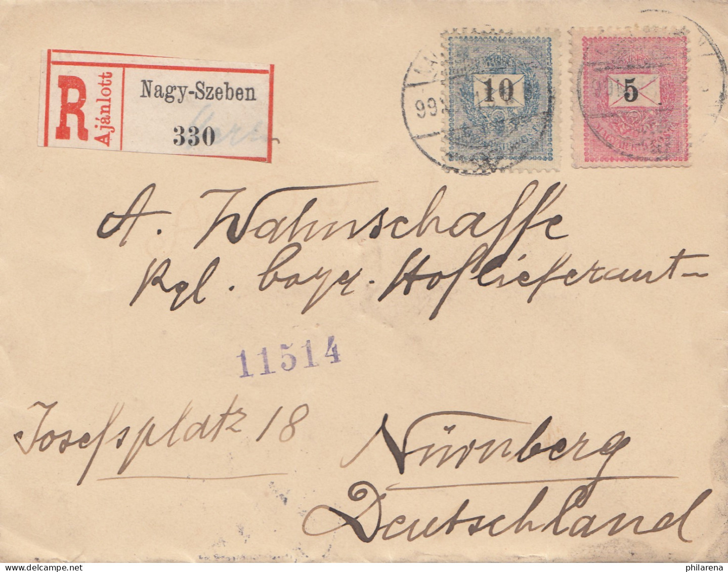 Ungarn: 1917: Einschreiben Nagy-Szeben Nach Nürnberg - Other & Unclassified