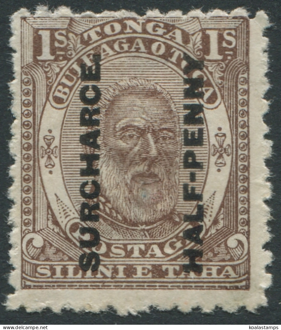 Tonga 1894 SG22a ½d On 1/- Brown King George I SURCHARCE MLH - Tonga (1970-...)