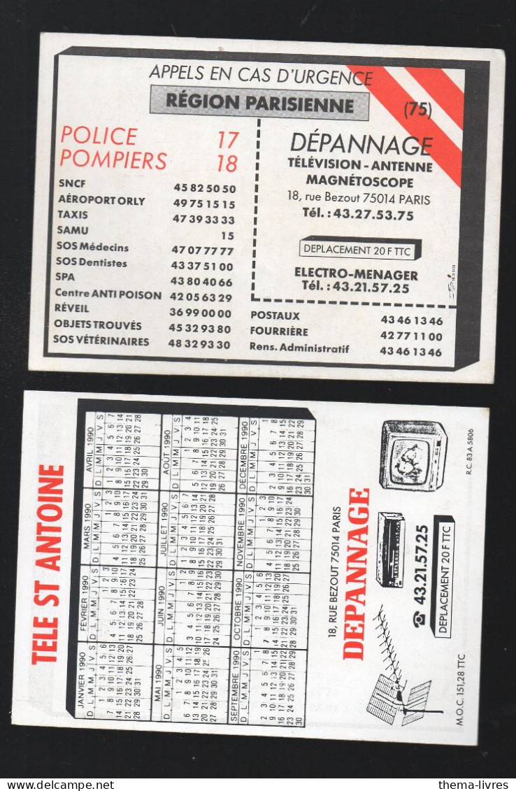 Calendrier 1990  TELE SAINT ANTOINE  (Paris)    (PPP47348) - Petit Format : 1981-90