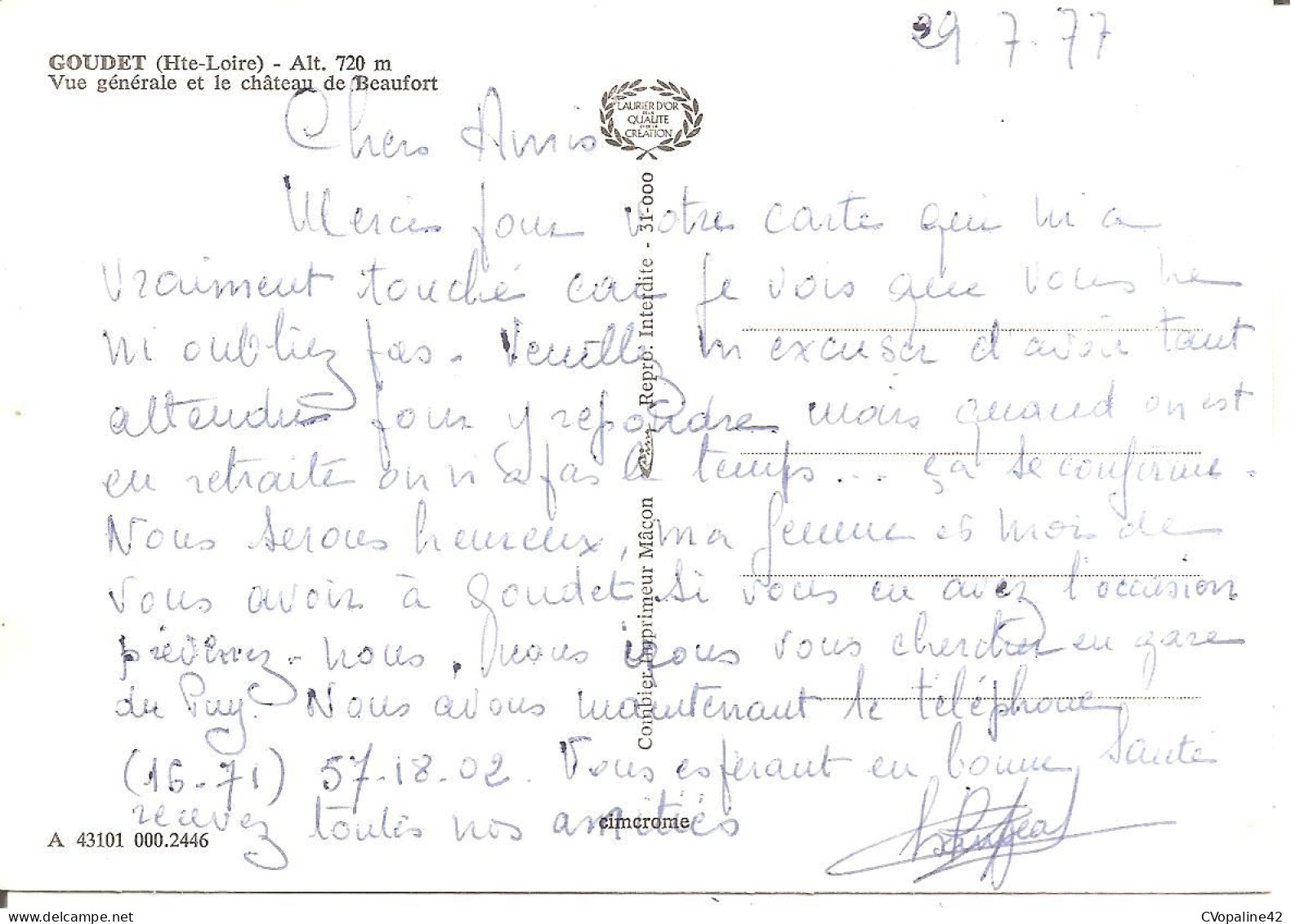 GOUDET (43) Vue Générale Et Le Château De Beaufort  CPSM  GF - Other & Unclassified
