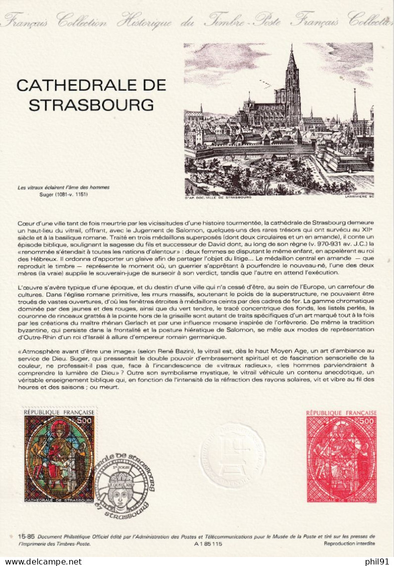 FRANCE    Document "Collection Historique Du Timbre Poste"  Cathédrale De Strasbourg    N° Y&T  2363 - Documenten Van De Post