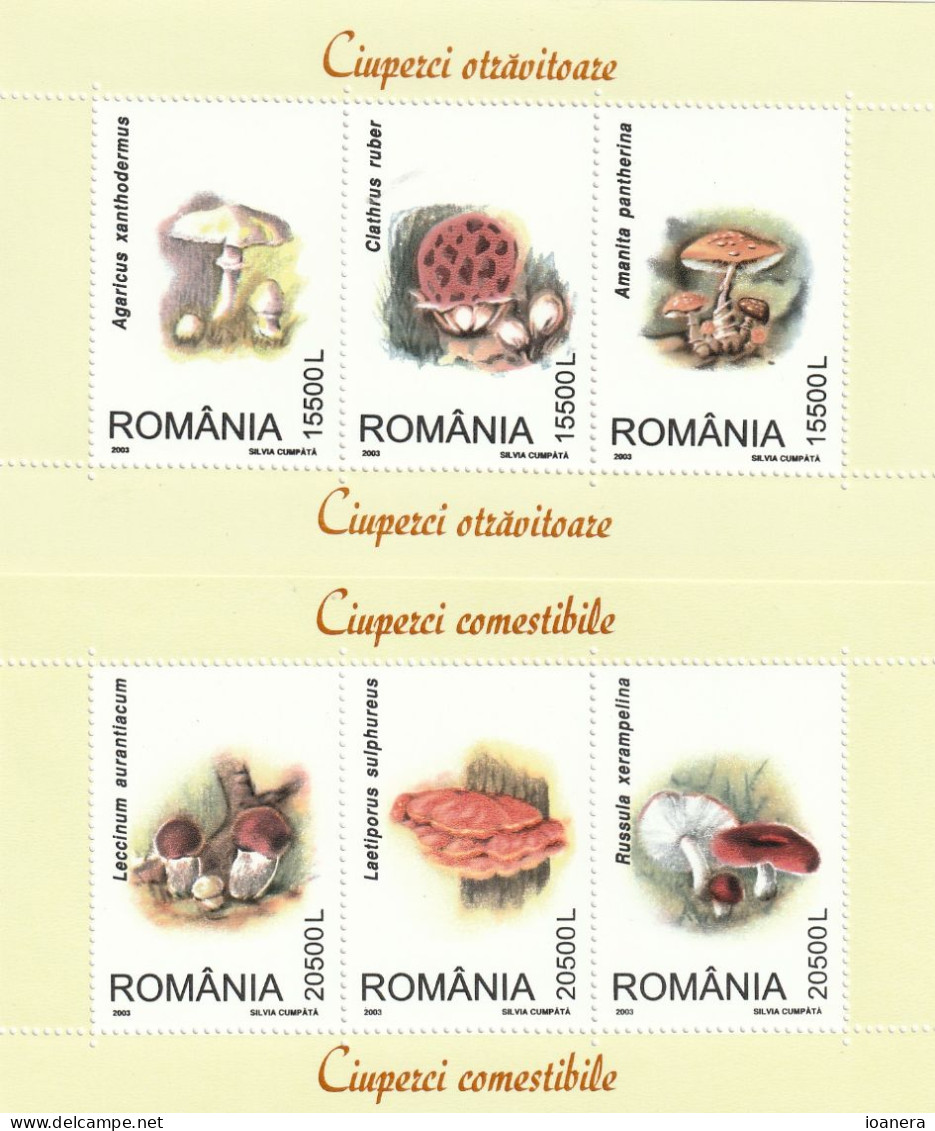 Romania 2003 - Mushrooms , Perforate, Souvenir Sheet ,  MNH ,Mi.Bl.332,333 - Neufs