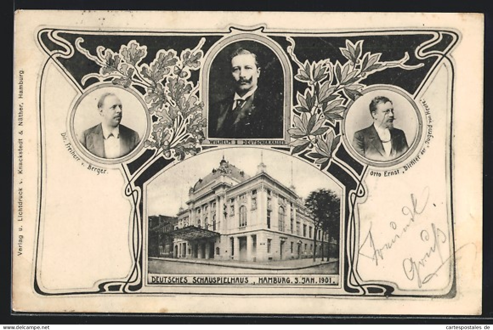 AK Hamburg-St.Georg, Deutsches Schauspielhaus, Deutscher Kaiser Wilhelm II., Otto Ernst Dicher Der Jugend Von Heute  - Mitte