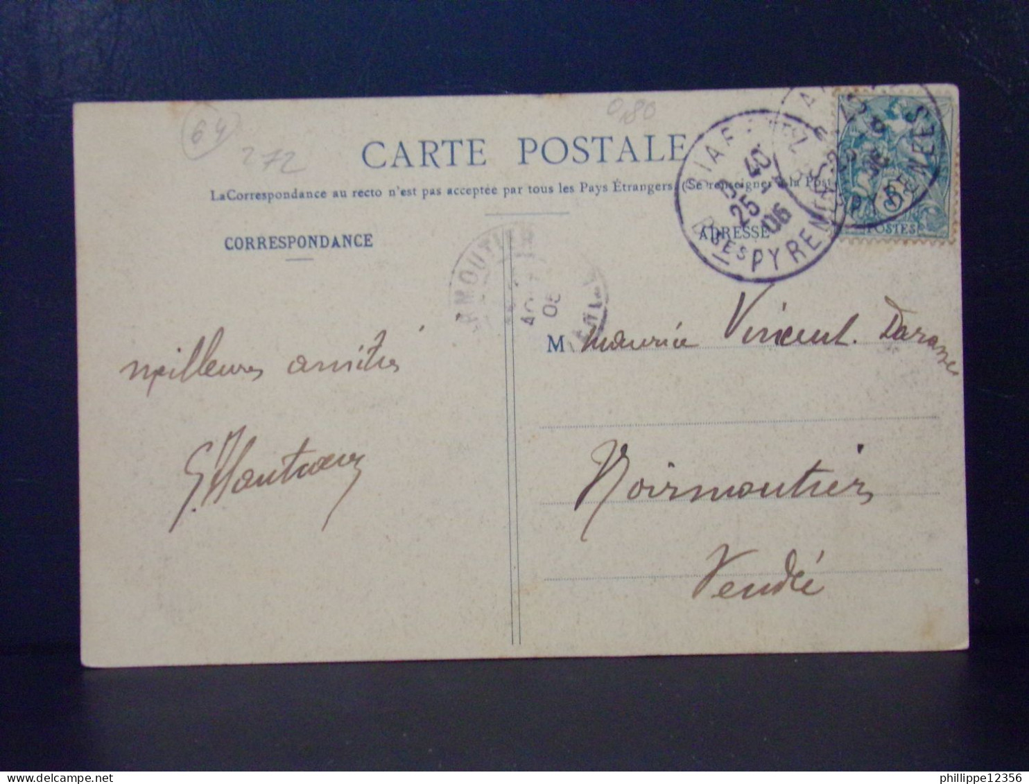 64272 . BIARRITZ PITTORESQUE . A TRAVERS LEA TAMARIS . N° 38  OBLITEREE 1906 . ANIMEE - Biarritz