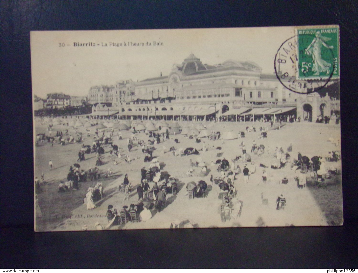 64273 . BIARRITZ LA PLAGE A L'HEURE DU BAIN . N° 30 . EDIT. L. BOSQ . OBLITEREE 1908 . - Biarritz