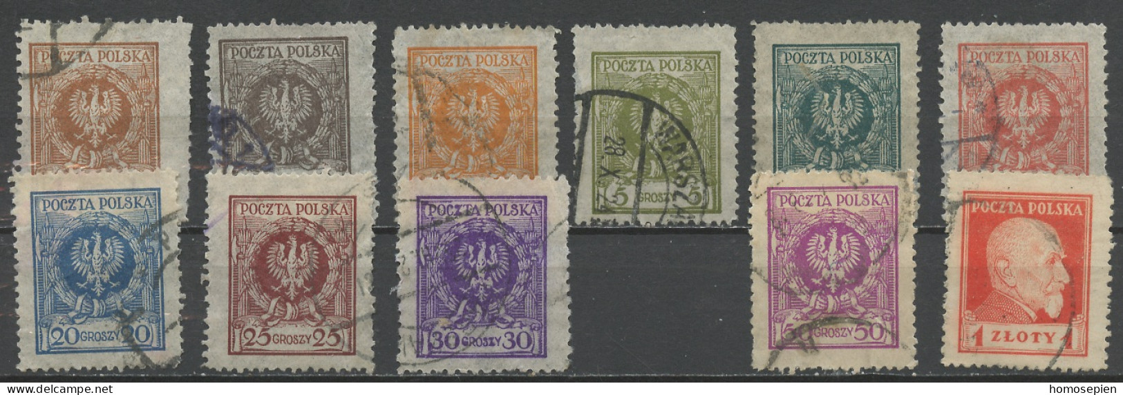 Pologne - Poland - Polen 1924 Y&T N°287 à 298 Sauf 296 - Michel N°201 à 212 Sauf 210 (o) - Aigle - Oblitérés