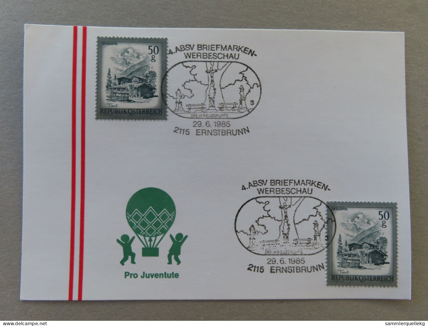 Österreich Pro Juventute - Mit Sonderstempel  29. 6. 1985 Ernstbrunn, 4. ABSV Briefmarken Werbeschau (Nr.1772) - Altri & Non Classificati