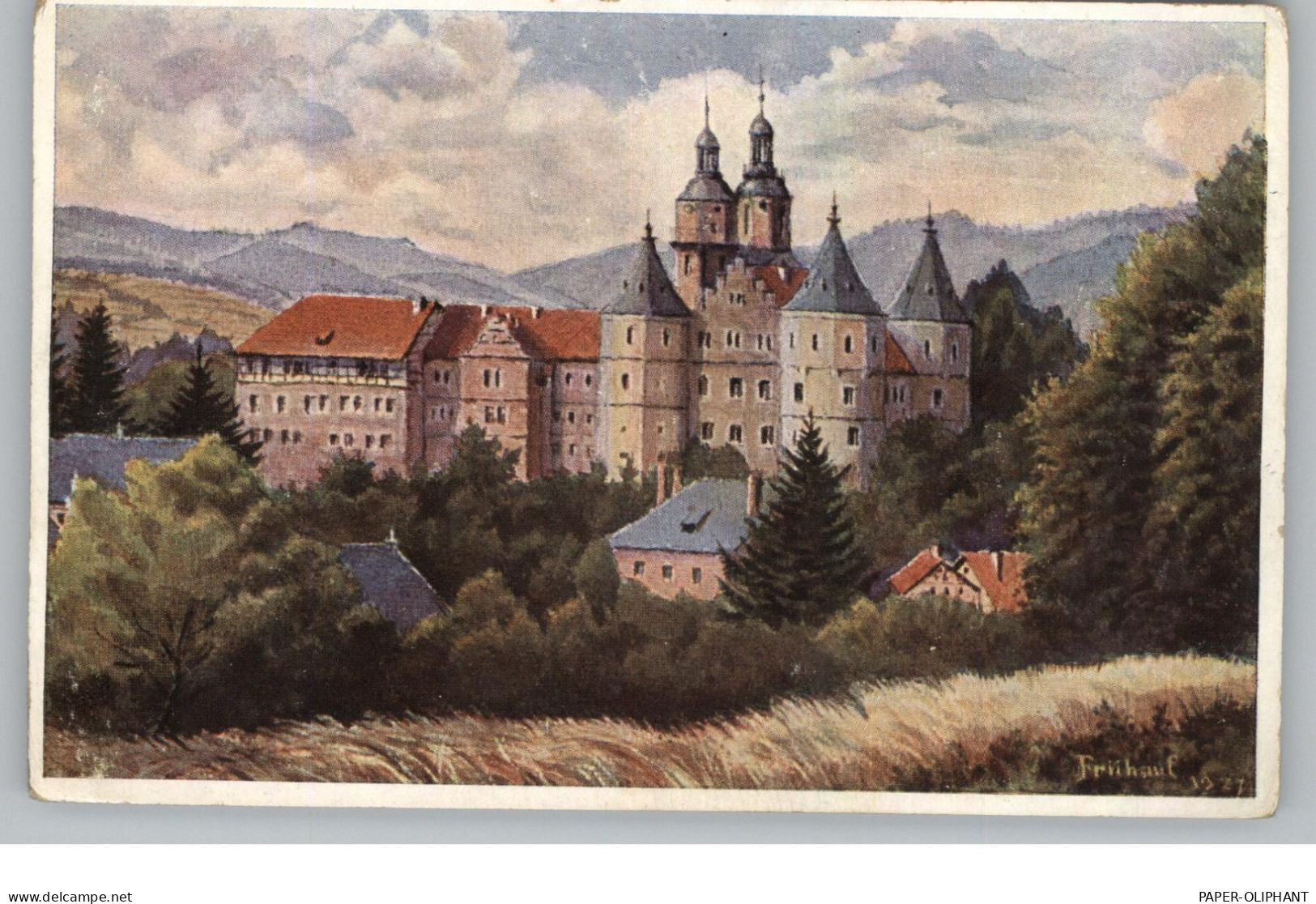 0-6056 SCHLEUSINGEN, Bertholdsburg, Künstler-Karte Frühauf 1927, Kl. Druckstelle - Schleusingen