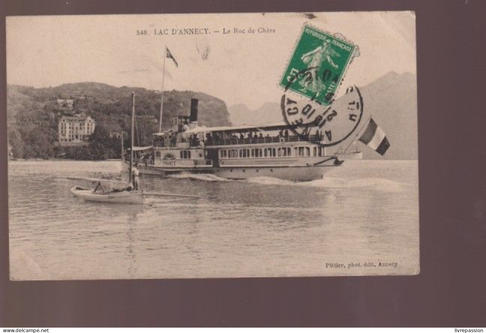Cpa , Lac D'Annecy Le Roc De Chére, Voyagé - Ferries