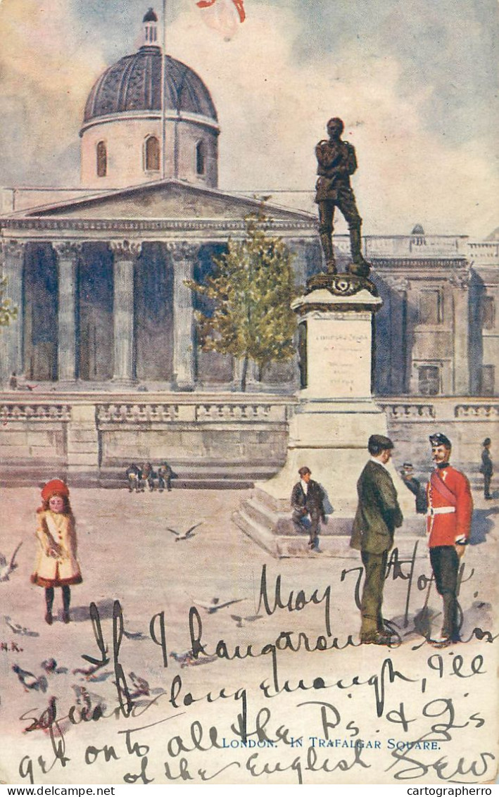 England London Trafalgar Square Raphael Tuck & Sons "Aquarette" Postcard - Trafalgar Square