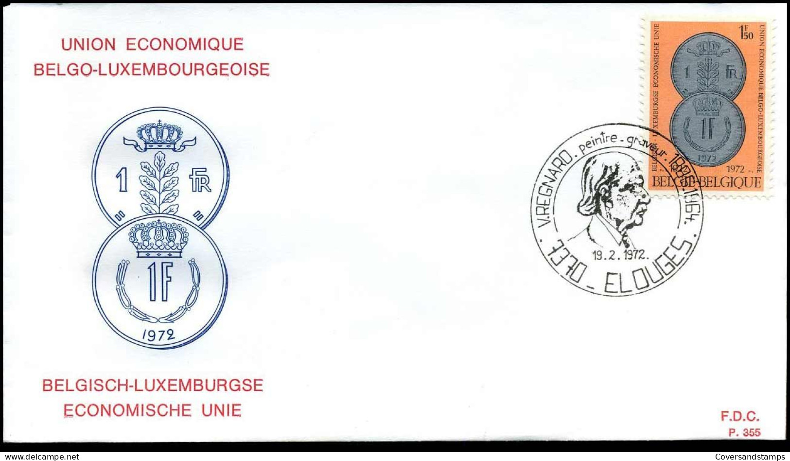 1616 - FDC - Belgisch-Luxemburgse Unie   - Stempel : Elouges - 1971-1980