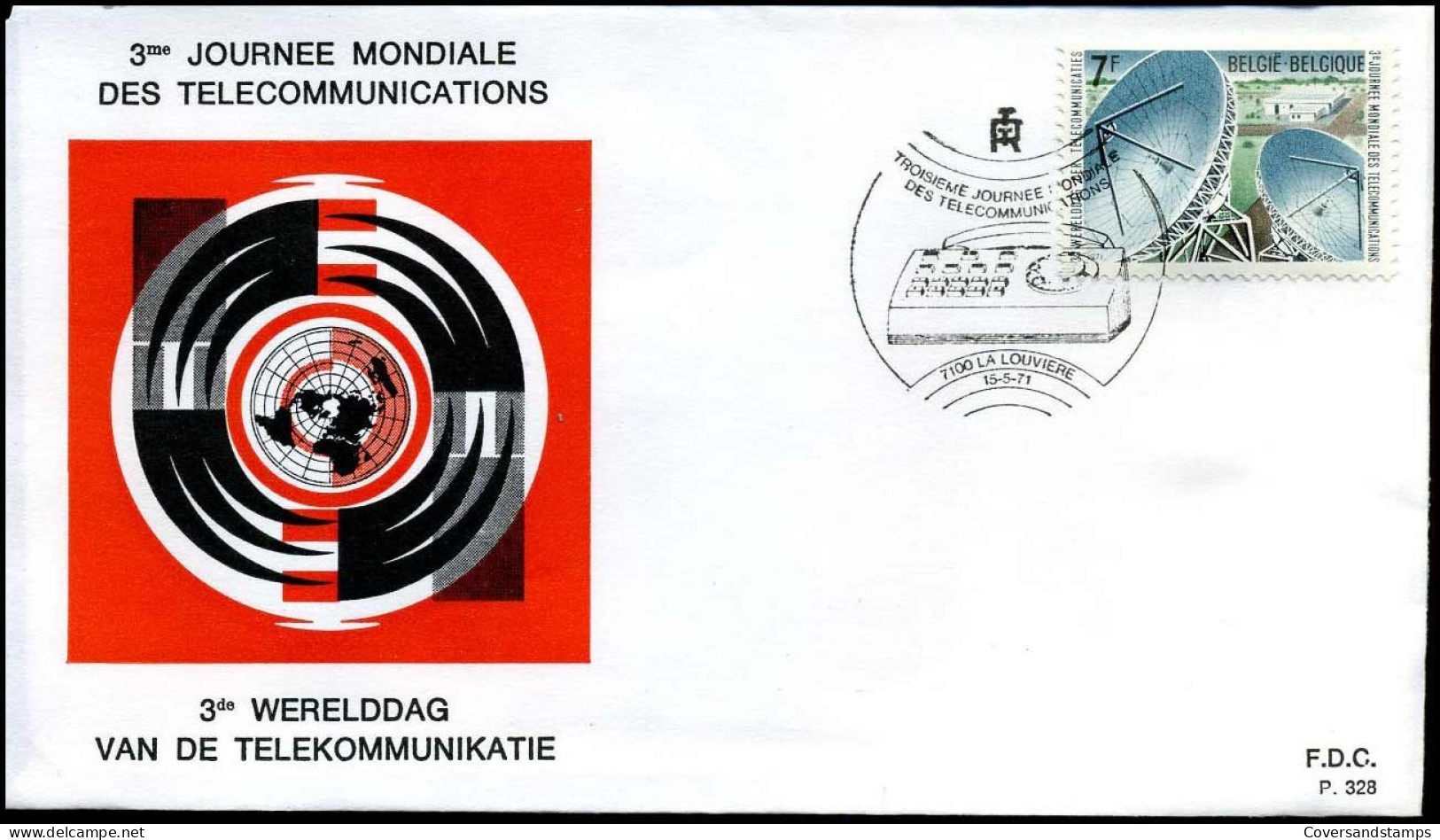 1580 - FDC - Telecommunicaties   - Stempel : La Louvière - 1971-1980