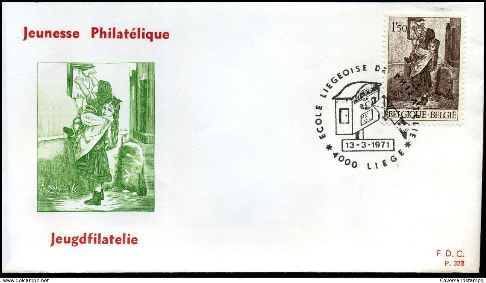 1573 - FDC - Jeugdfilatelie   - Stempel : Liège - 1971-1980
