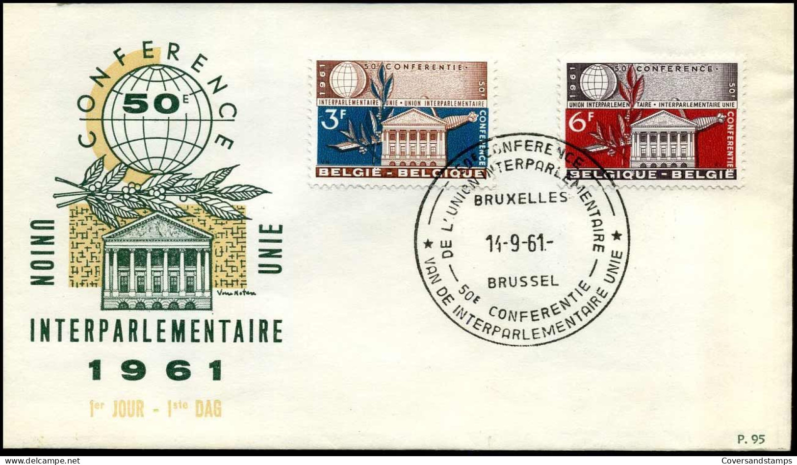 FDC -1191/92 50e Conferentie Interparlementaire Unie  - Stempel : Bruxelles/Brussel - 1961-1970