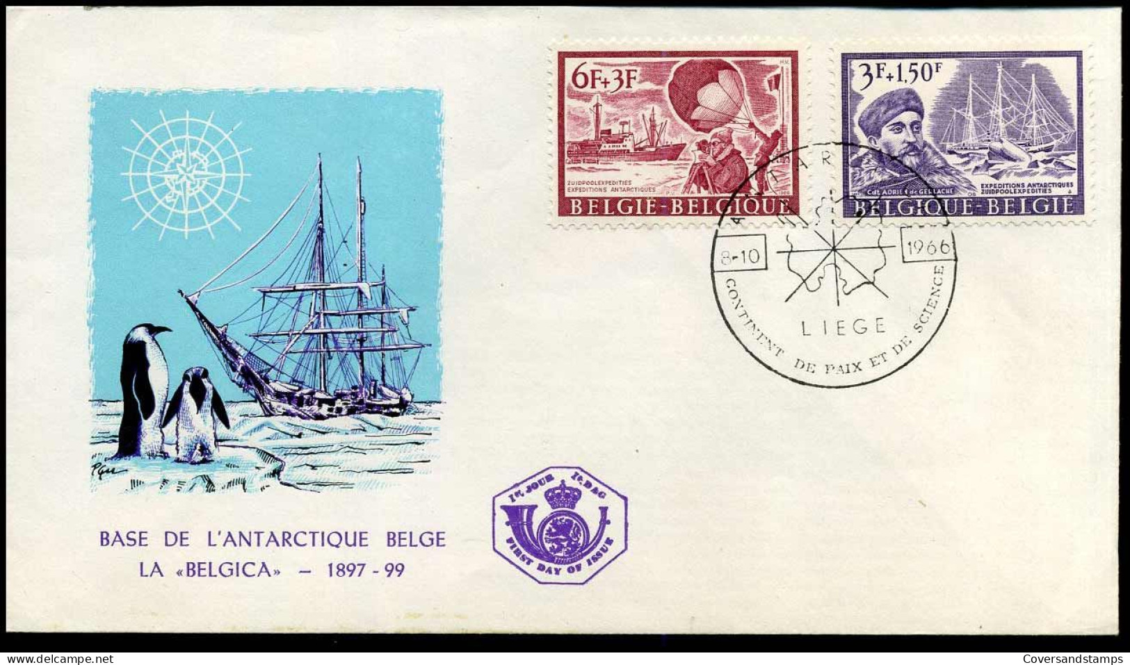 1391/93 + 1394 - FDC - Zuidpoolexpedities - Stempel : Liège - 1961-1970