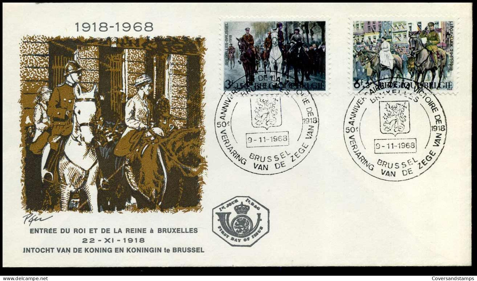 1474/77 - FDC - Blijde Intrede In 1918 - Stempel : Bruxelles / Brussel - 1961-1970