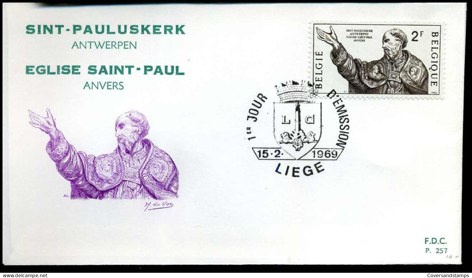 1482 -  FDC - St.-Pauluskerk Te Antwerpen - Stempel : Liège - 1961-1970