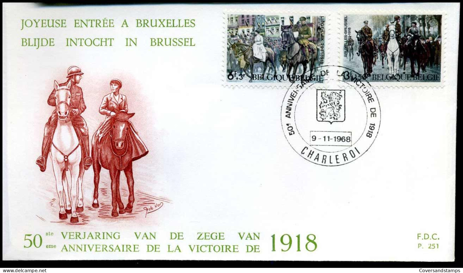 1474/77 -  FDC - Bijde Intocht In 1918 - Stempel : Charleroi + Liège - 1961-1970