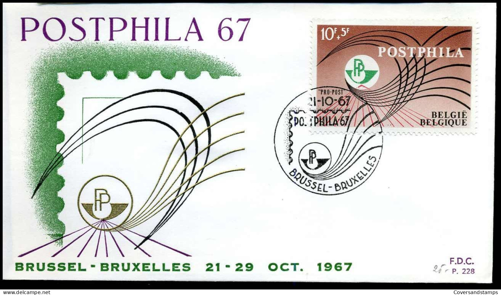 1435 -  FDC - Postphila '67 - Stempel : Brussel / Bruxelles - 1961-1970