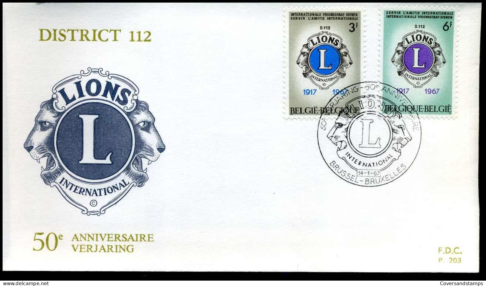 1404/05- FDC - Lions Club - Stempel : Brussel / Bruxelles - 1961-1970