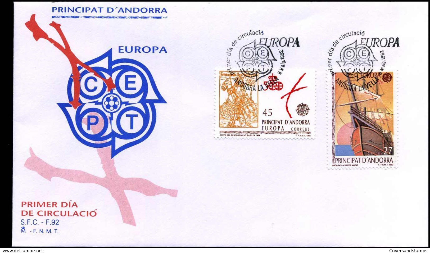 FDC - Europa CEPT 1992 - Brieven En Documenten