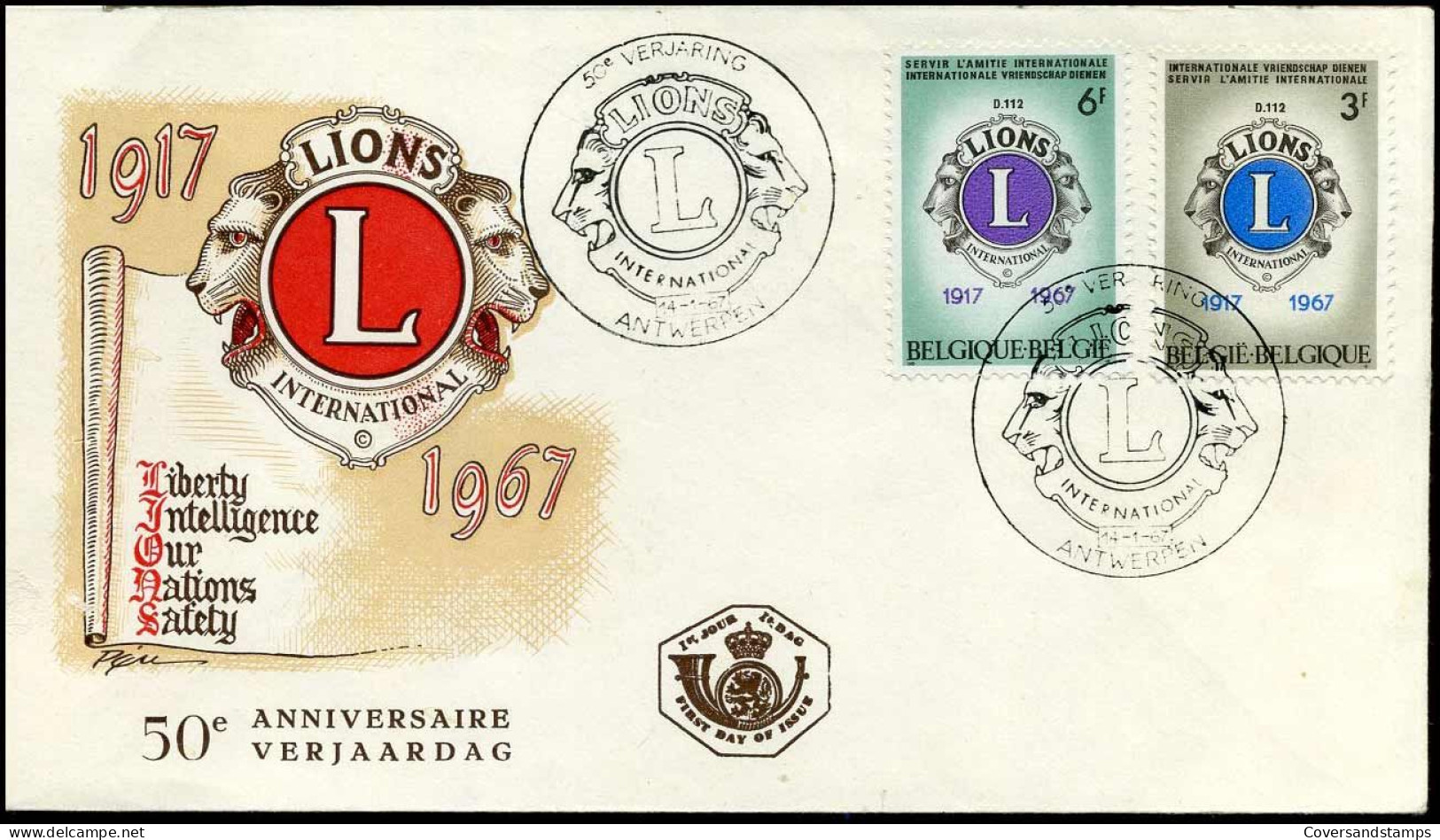 1404/05 - FDC - Lions Club   - Stempel : 2 X Antwerpen - 1961-1970