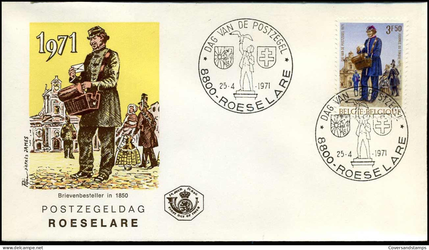 1577 - FDC - Dag Van De Postzegel   - Stempel : 2 X Roeselare - 1971-1980