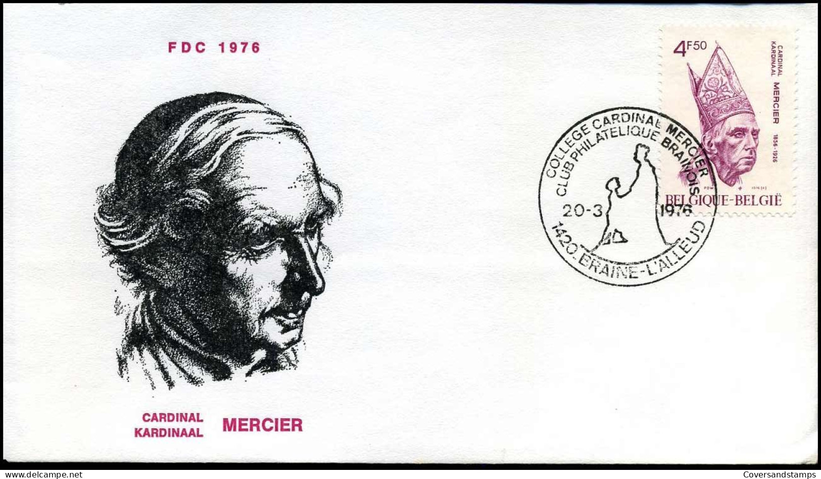 1798 - FDC - Kardinaal Mercier (1851-1926)   - Stempel : Braine-L'Alleud - 1971-1980
