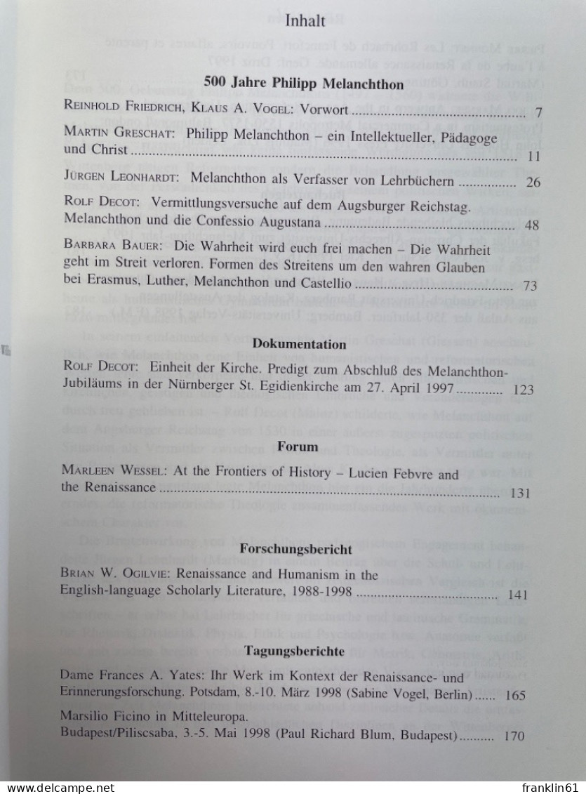 500 Jahre Philipp Melanchthon (1497 - 1560) : Akten Des Interdisziplinären Symposions Vom 25. - 27. April 199 - 4. 1789-1914