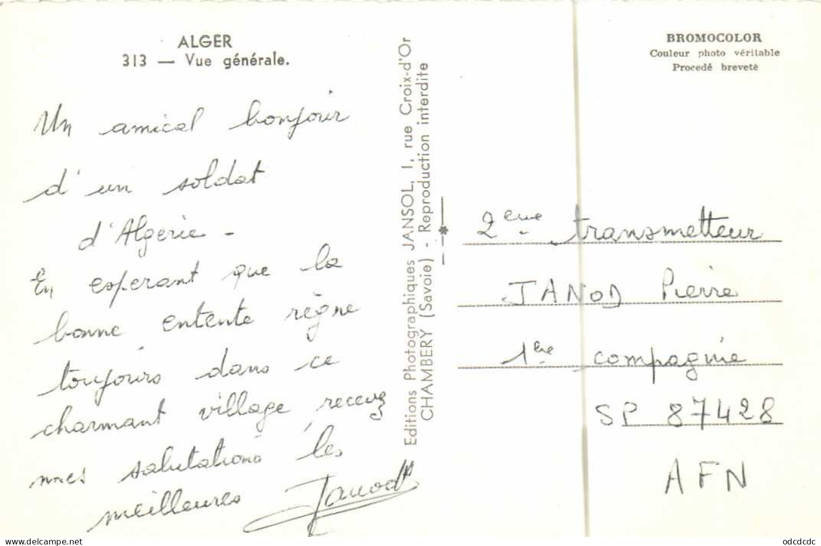 ALGER  Vue Générale Colorisée RV - Alger
