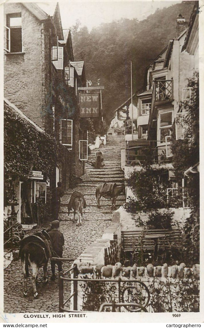 England Clovelly High Street Donkeys Photo - Clovelly