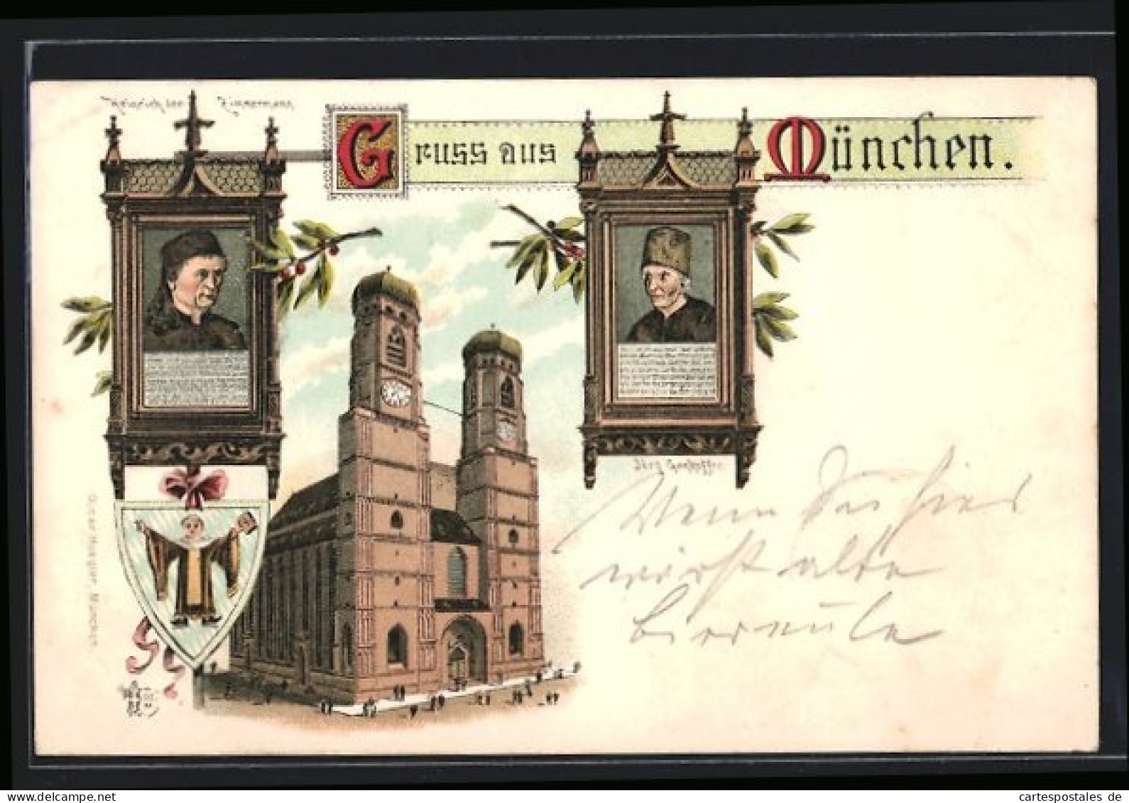 Lithographie München, Frauenkirche, Heinrich Der Zimmermann  - Muenchen