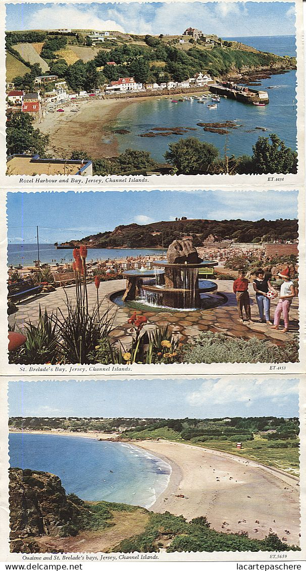 X114610 RARE LOT DE 3 CARTES DE JERSEY ROZEL HARBOUR AND BAY ST BRELADE' S BAY OUAISNE AND ST BRELADE' S BAY - Other & Unclassified