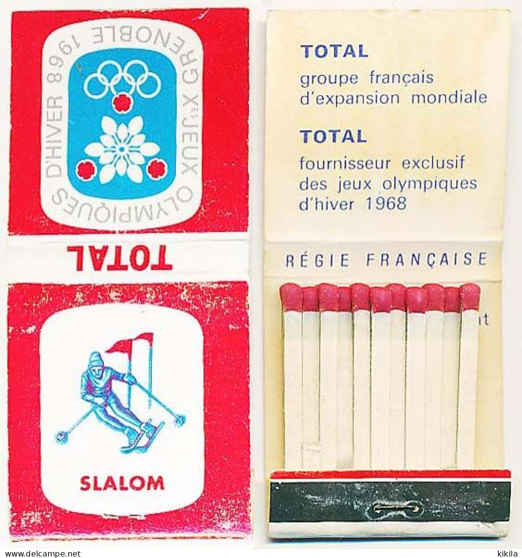 Pochette D'allumettes TOTAL Rouge SLALOM (1) Xèmes Jeux Olympiques D'Hiver De GRENOBLE 1968 Olympic Games 68 - Matchboxes