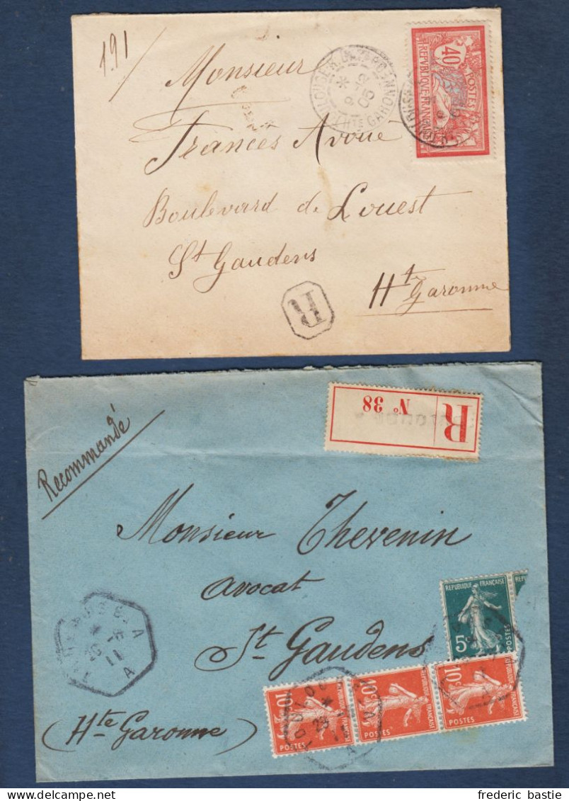 Haute Garonne - 2 Enveloppes Recommandées De Toulouse - 1877-1920: Période Semi Moderne