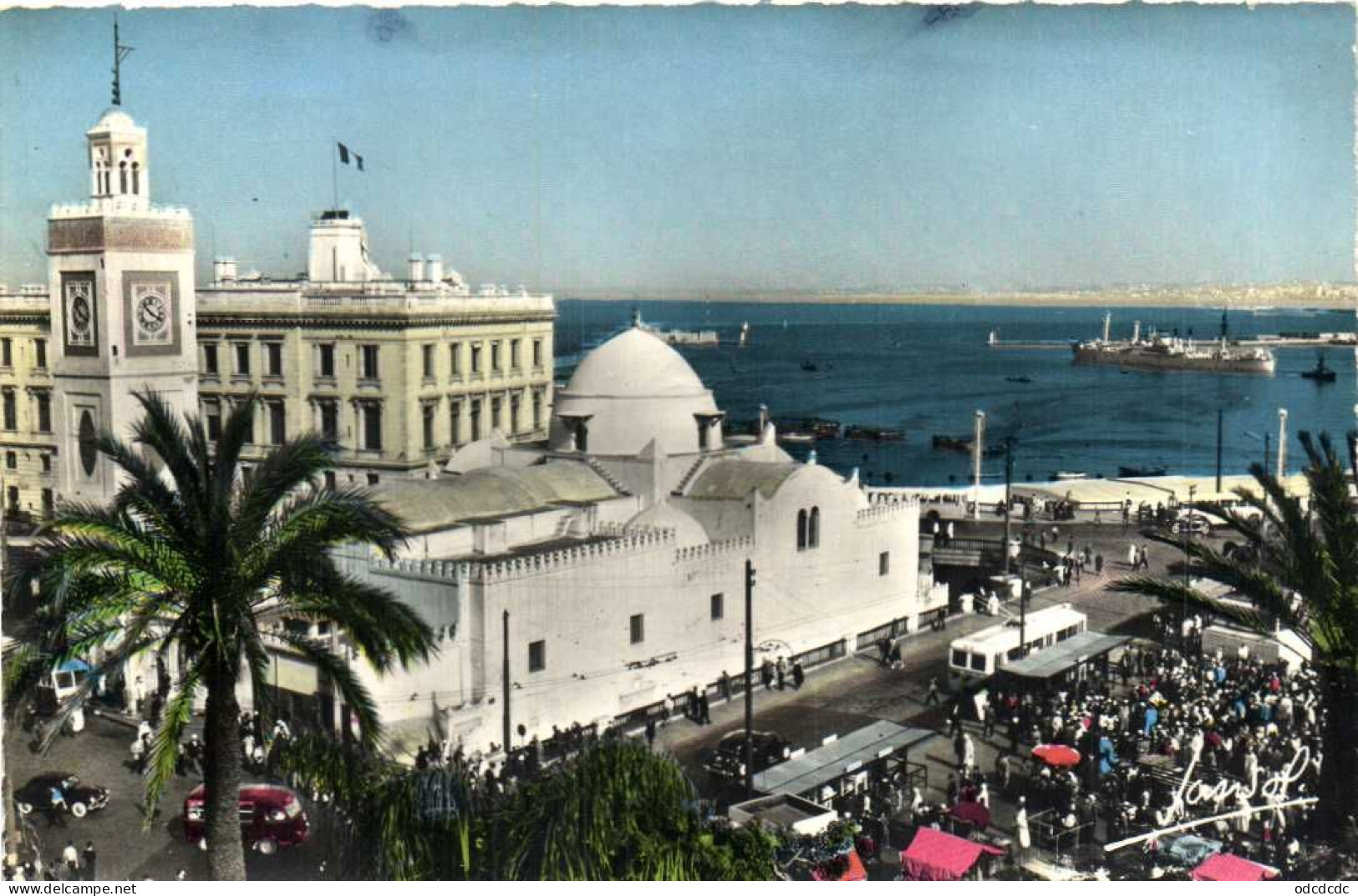ALGER Place Du Gouvernement Losquée Djemaa  Et Le Port Colorisée RV - Alger
