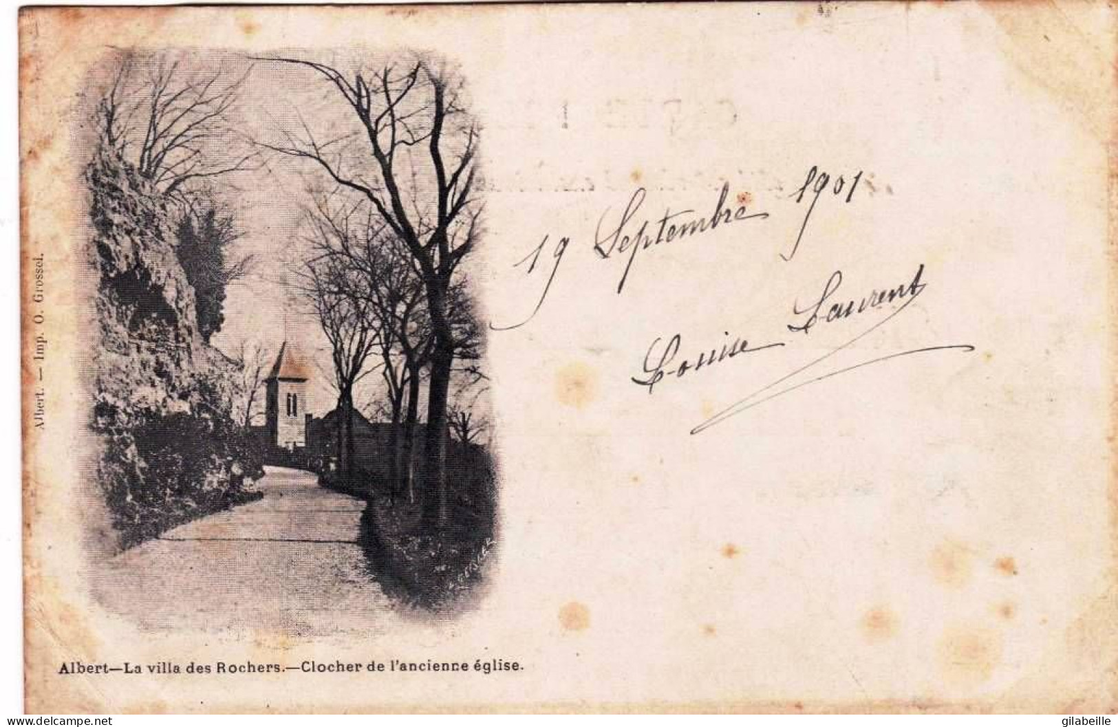 80 - Somme -  ALBERT  -   La Villa Des Rochers - Clocher De L Ancienne Eglise - Carte Precurseur - Albert