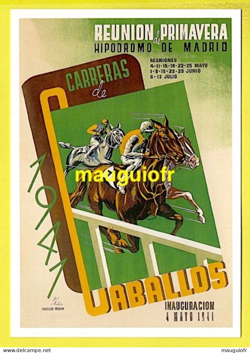 PUBLICITÉ / REPRODUCTION D'ANCIENNES AFFICHES / HIPPISME, COURSE DE CHEVAUX À L'HYPPODROME DE MADRID / 1941 - Pubblicitari