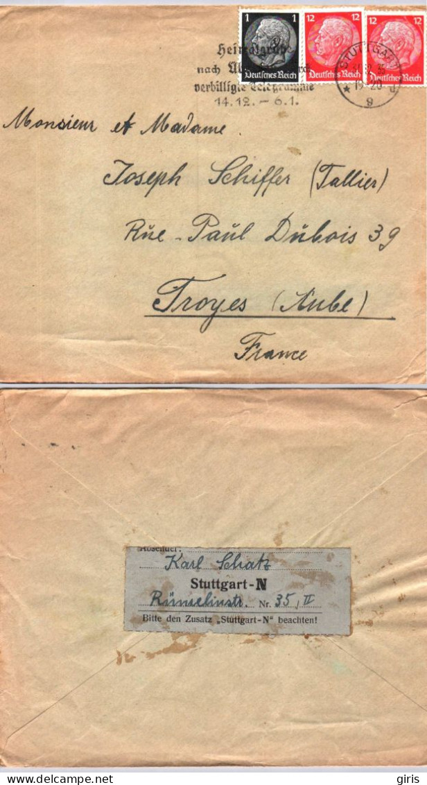 Allemagne - Lettre Poststempel Stuttgart 9 1935 - - Autres & Non Classés