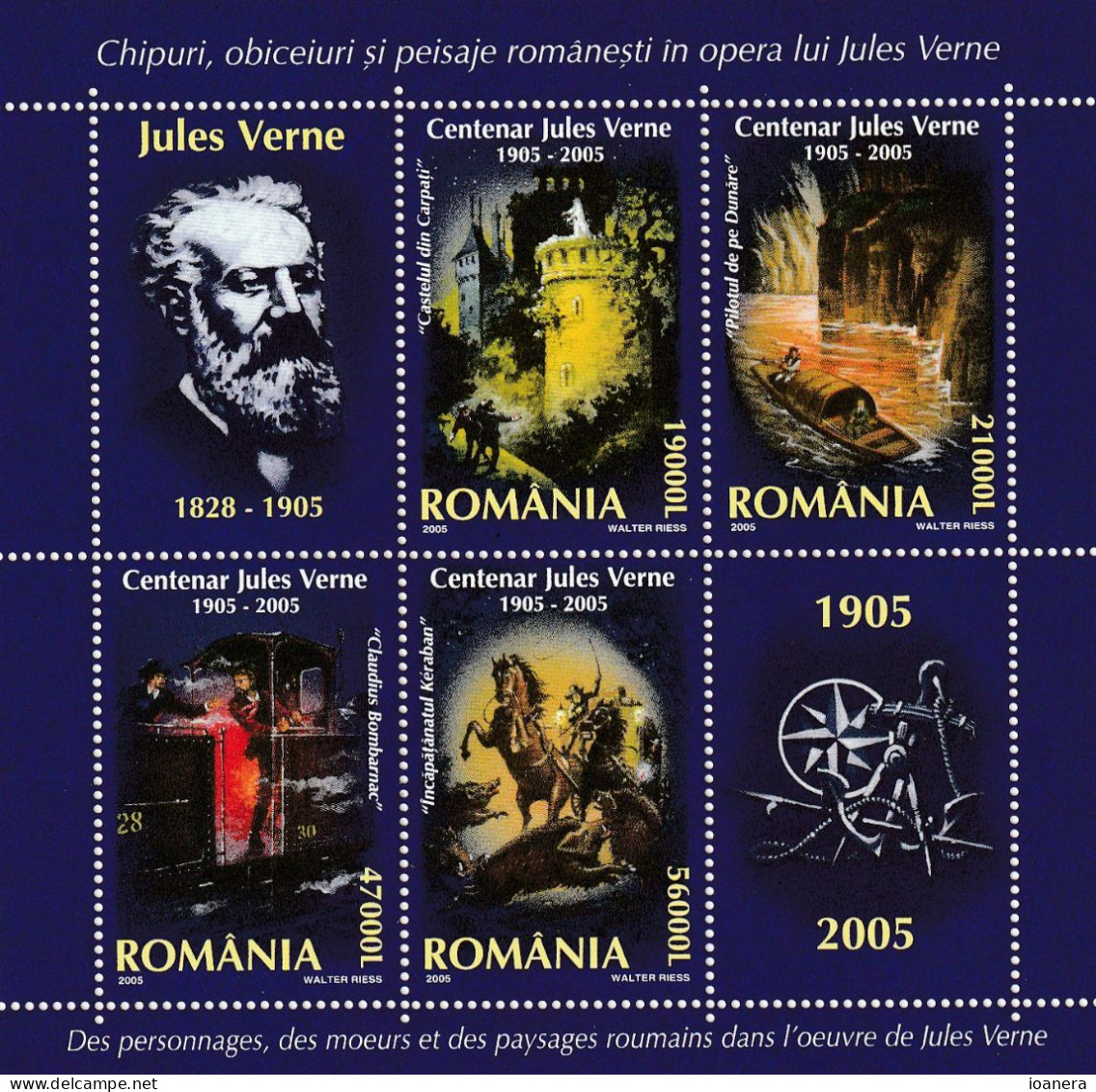 Romania 2005 - 100th Death Anniversary Of Jules Verne , Perforate, Souvenir Sheet ,  MNH ,Mi.Bl.352 - Neufs