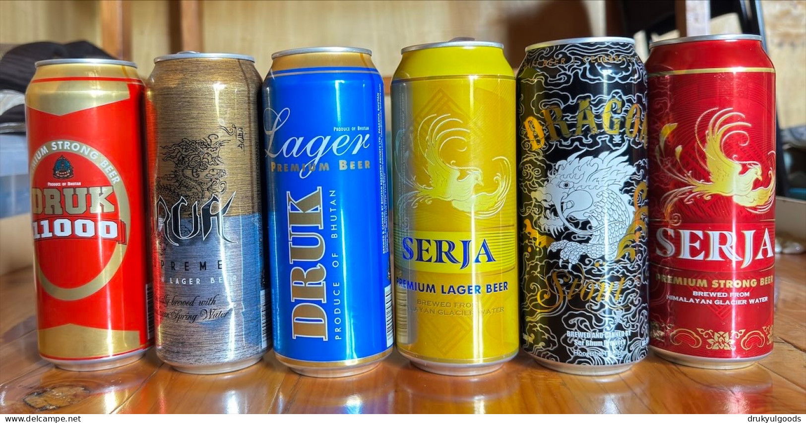 BHUTAN 6 Different Beer Cans - Lattine