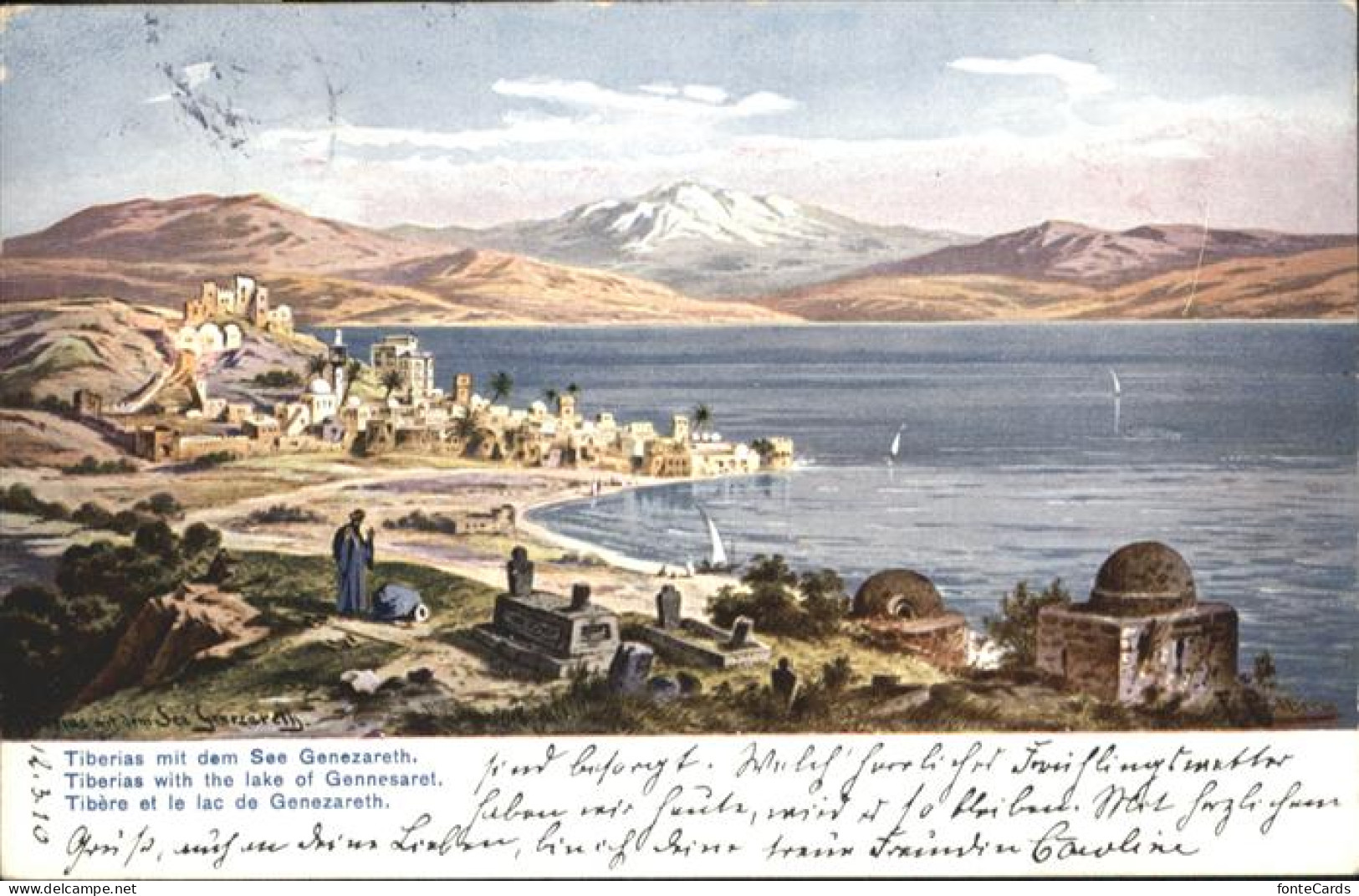 10914932 Tiberias Tiberias See Genezareth Gennesaret Kuenstler F. Perlberg X Tib - Israel