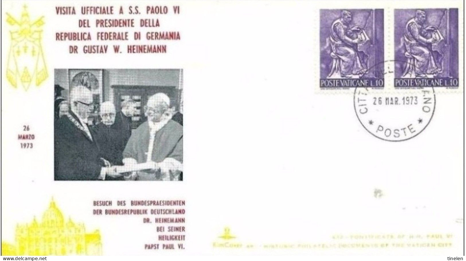 VATICANO - 26  3 1973   SS PAOLO VI  RICEVE IL PRESIDENTE GERMANIA GUSTAV HEINEMANN - Päpste