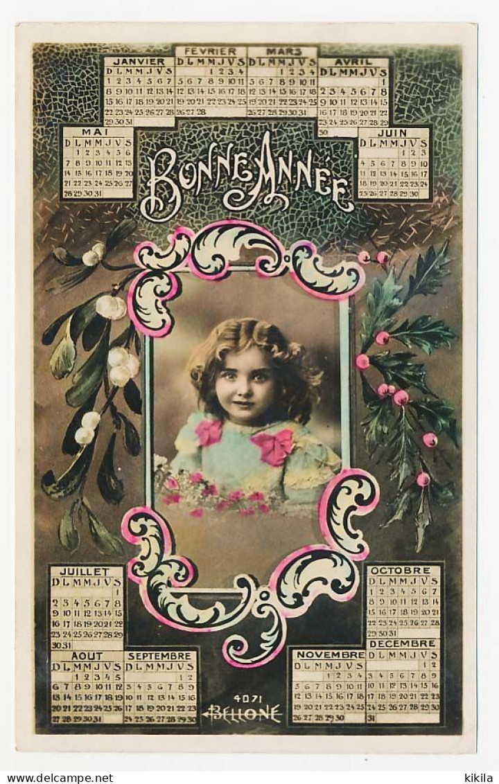 CPA  Calendrier 1911 (9) Fillette  Gui  Houx  Bonne Année - New Year