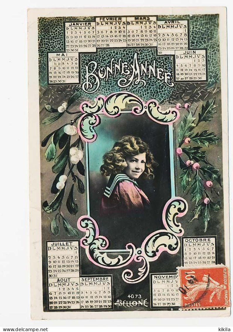 CPA  Calendrier 1911 (13) Jeune Fille   Gui  Houx  Bonne Année - New Year