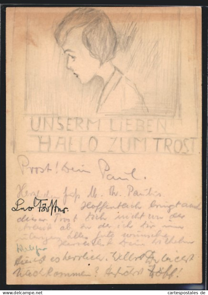 Künstler-AK Handgemalt: Unserm Lieben Hallo Zum Trost  - 1900-1949