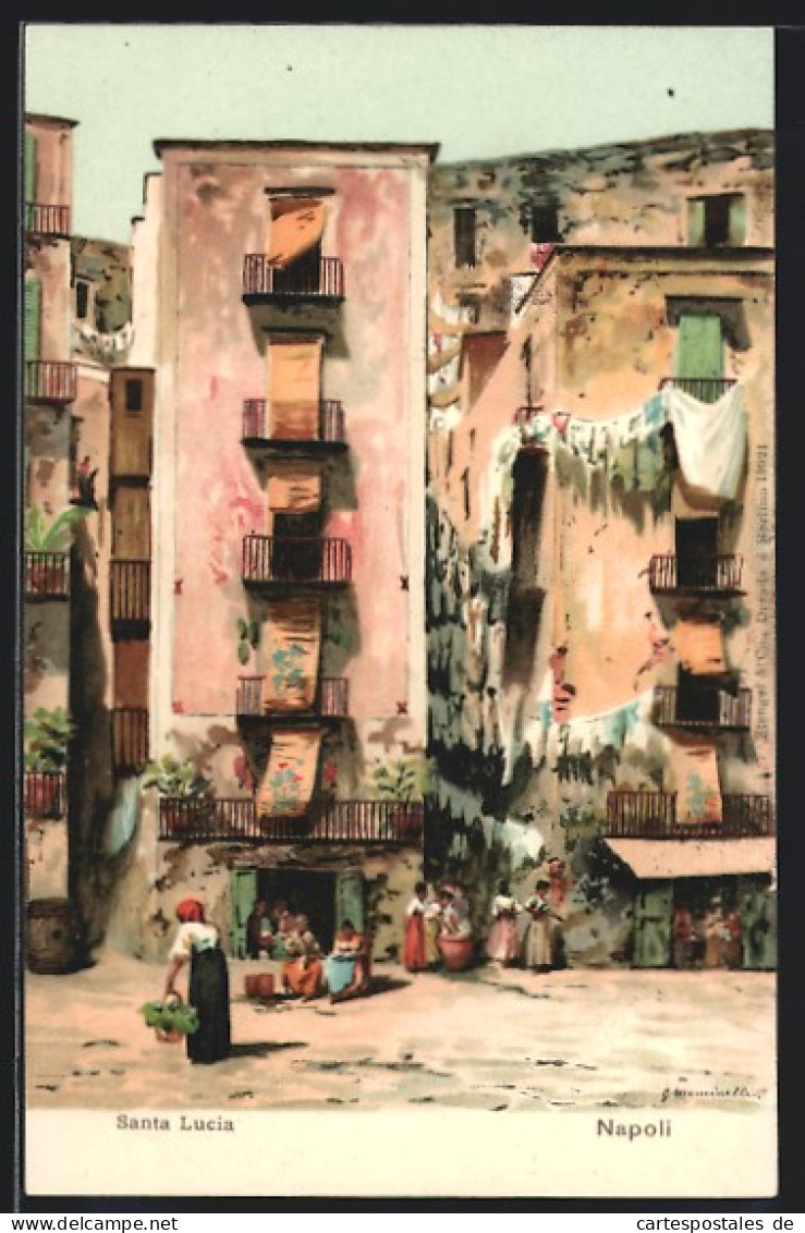 Artista-Cartolina Napoli, Mehrstöckige Häuser In Santa Lucia  - Napoli (Naples)